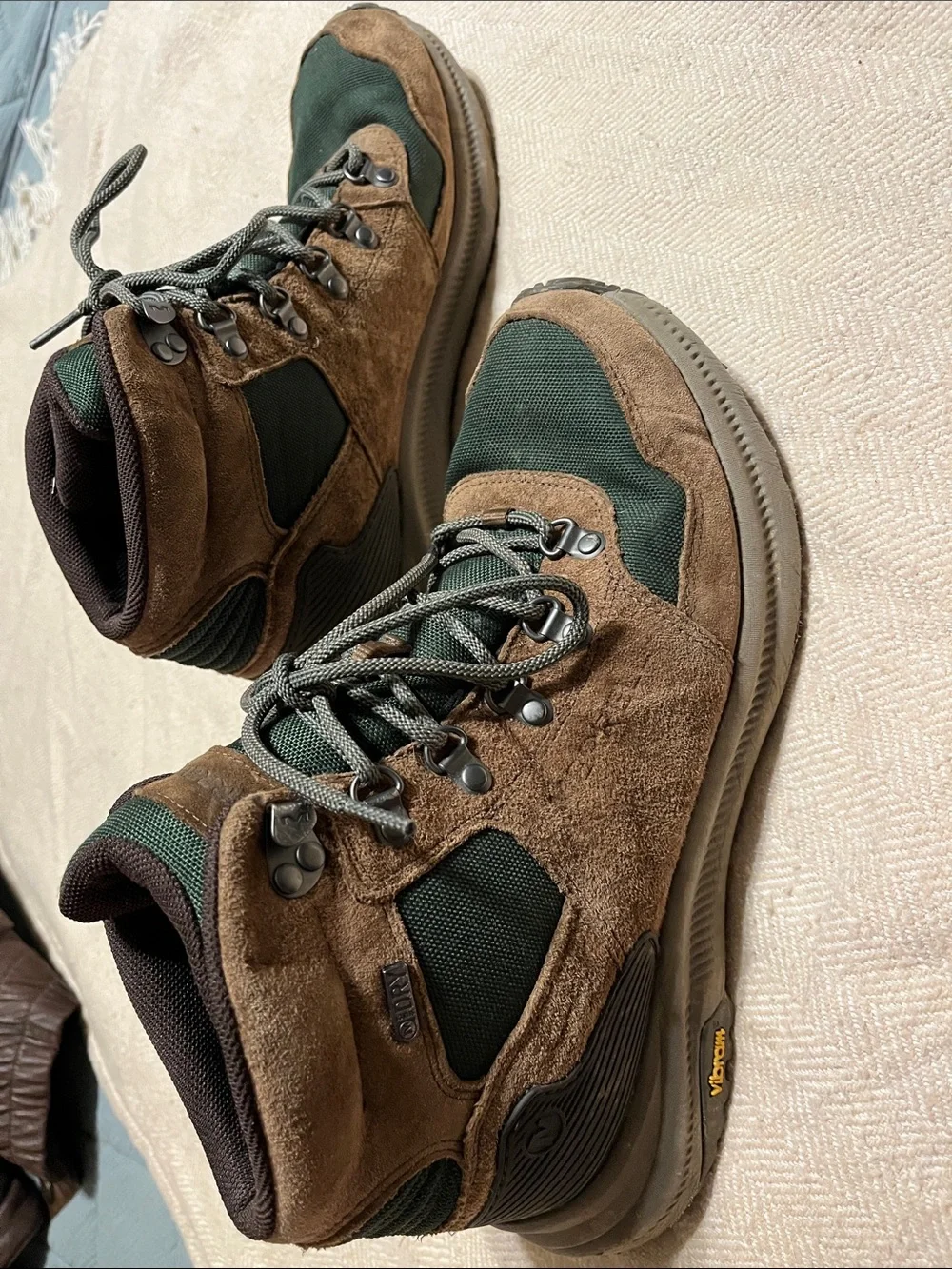 Merrell Brown and Green Suede Hiking Boots